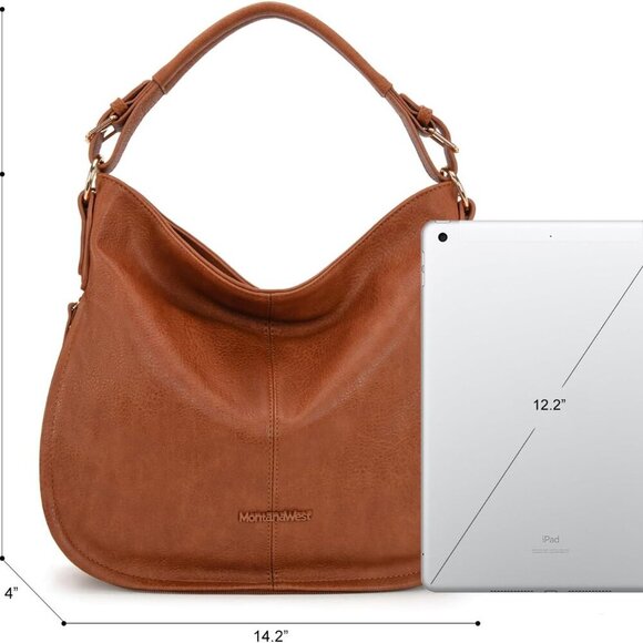 Hobo Bag Women Vegan Leather Shoulder Purse Handbag with Expandable Zipper - Picture 6 of 6